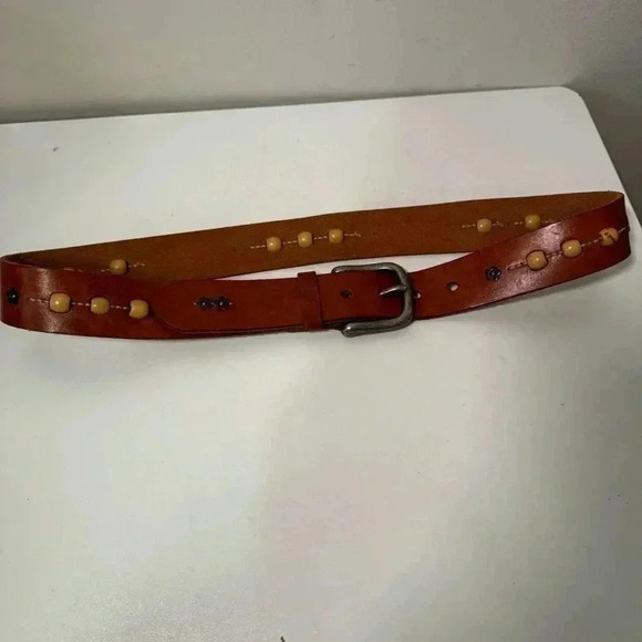 Leather boho beaded belt festival/western 40 - Picture 3 of 4